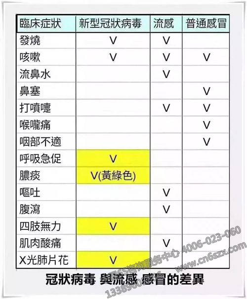 冠狀病毒與流感、感冒差異
